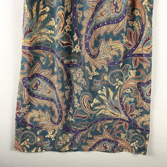 VTG Chez California Paisley Dress Women Large Jewel Tone Pearl Button 70s 80s - Picture 9 of 14